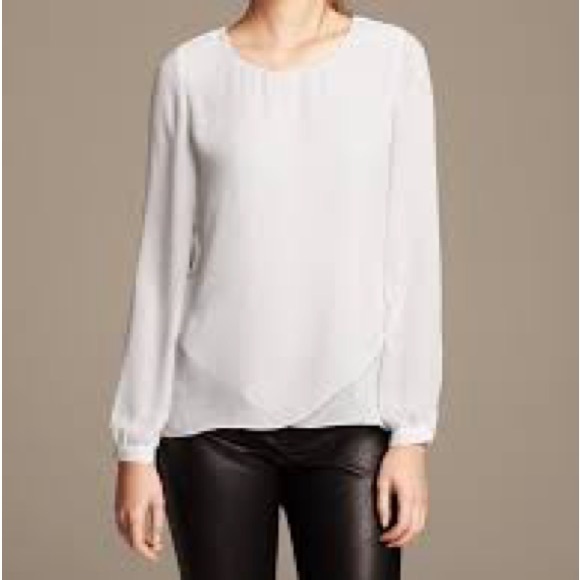 Banana Republic Tops - Banana Republic White Long Sleeve Blouse | Size XS | Elegant Minimalist Top NWOT